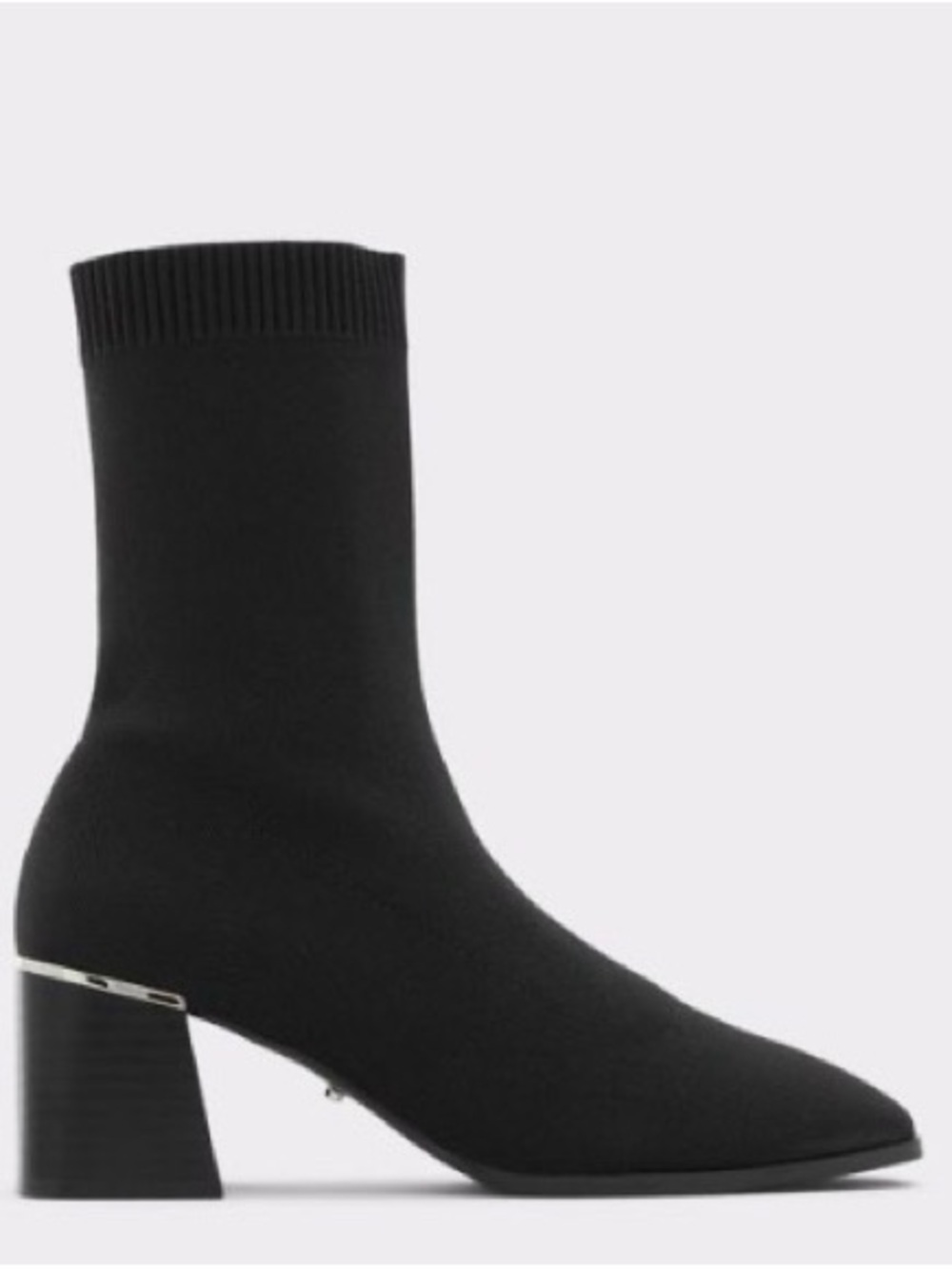 Aldo Black Stretch Sock Mid-Heel Ankle Boots